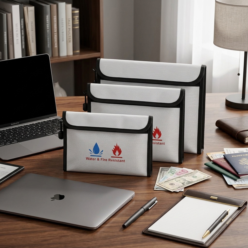 耐火・防水ドキュメントバッグ、ジッパー付きファイル収納ポーチ - Fire Safe Document のレビューと価格